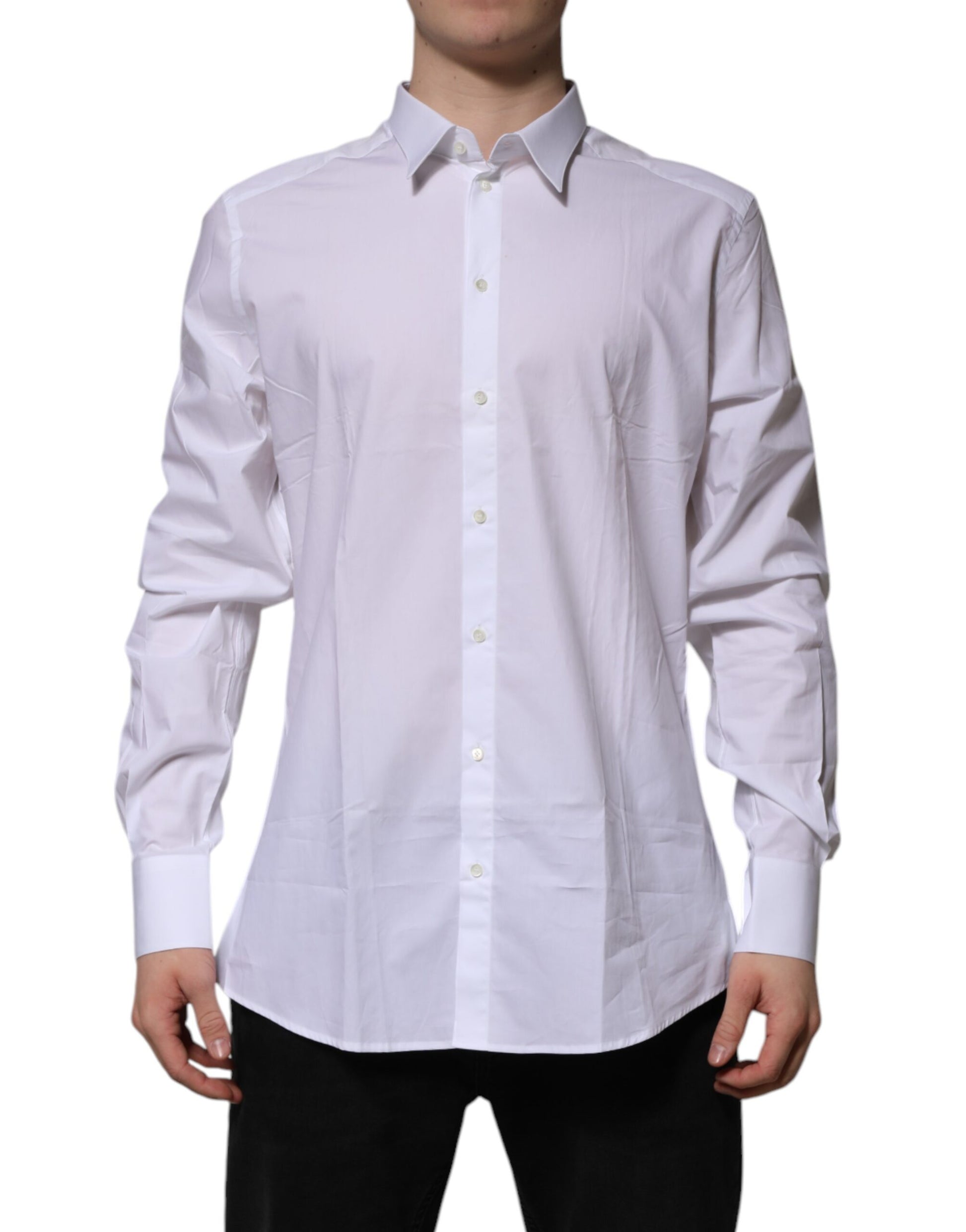 Dolce & Gabbana White Cotton GOLD Long Sleeves Formal Shirt by Dolce & Gabbana