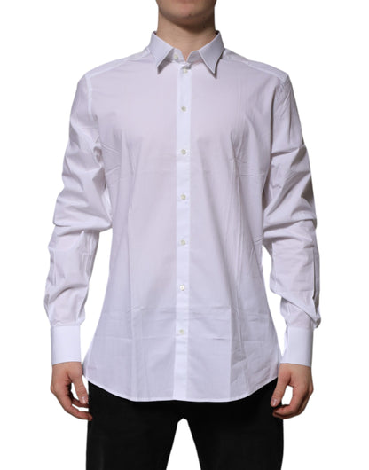 Dolce & Gabbana White Cotton GOLD Long Sleeves Formal Shirt by Dolce & Gabbana