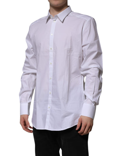 Dolce & Gabbana White Cotton GOLD Long Sleeves Formal Shirt by Dolce & Gabbana