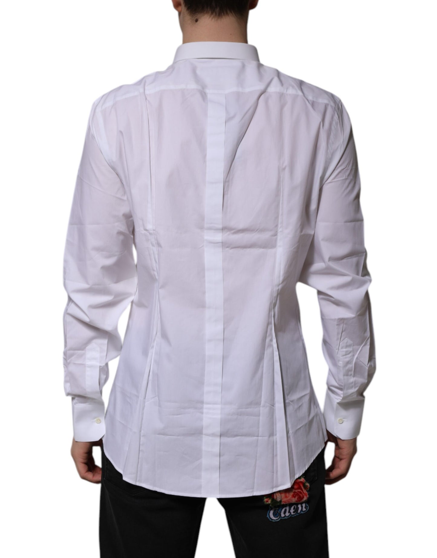 Dolce & Gabbana White Cotton GOLD Long Sleeves Formal Shirt by Dolce & Gabbana