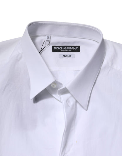 Dolce & Gabbana White Cotton GOLD Long Sleeves Formal Shirt by Dolce & Gabbana
