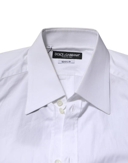 Dolce & Gabbana White Cotton GOLD Long Sleeves Formal Shirt by Dolce & Gabbana