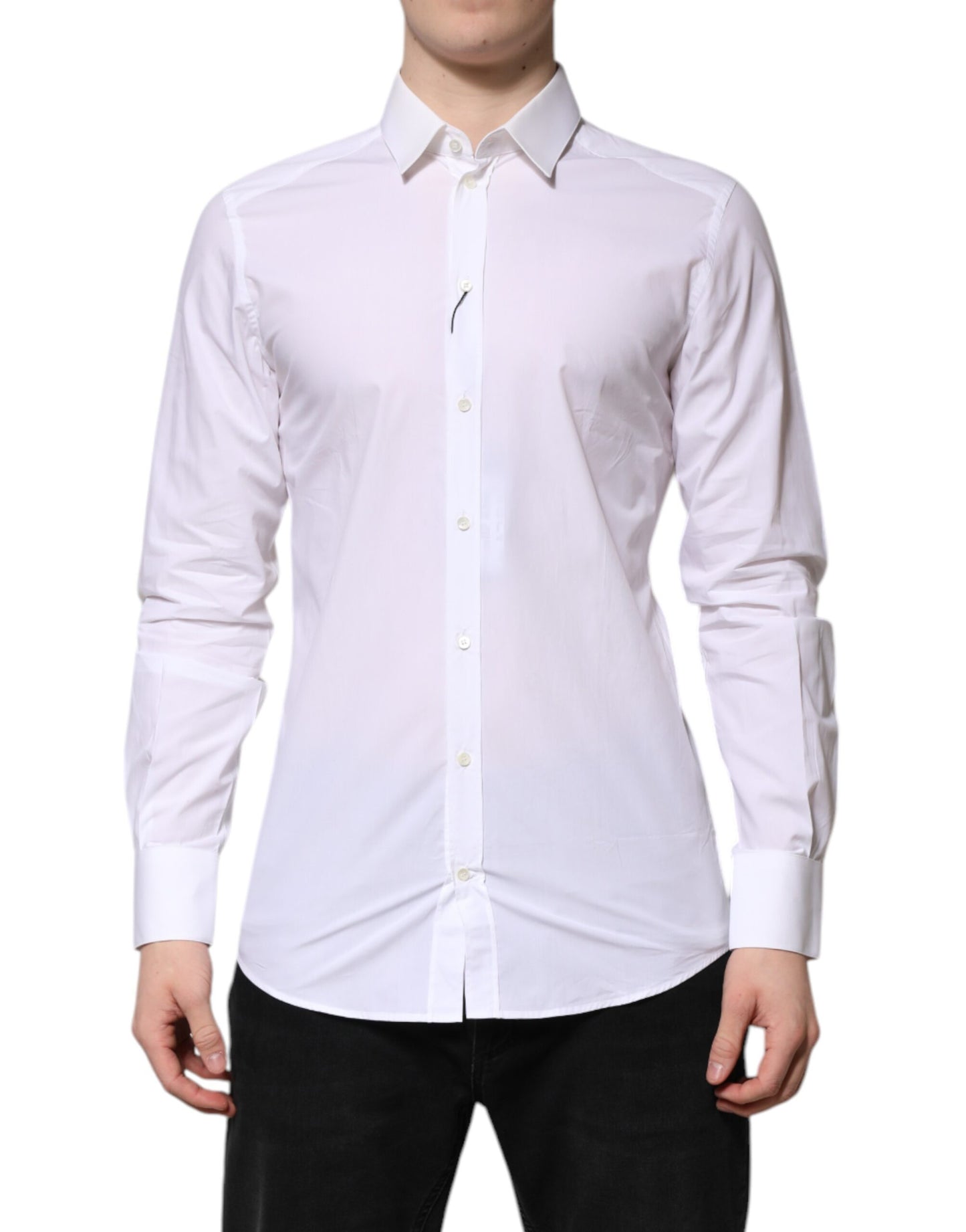 Dolce & Gabbana White Cotton GOLD Long Sleeves Formal Shirt by Dolce & Gabbana