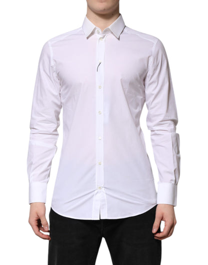 Dolce & Gabbana White Cotton GOLD Long Sleeves Formal Shirt by Dolce & Gabbana