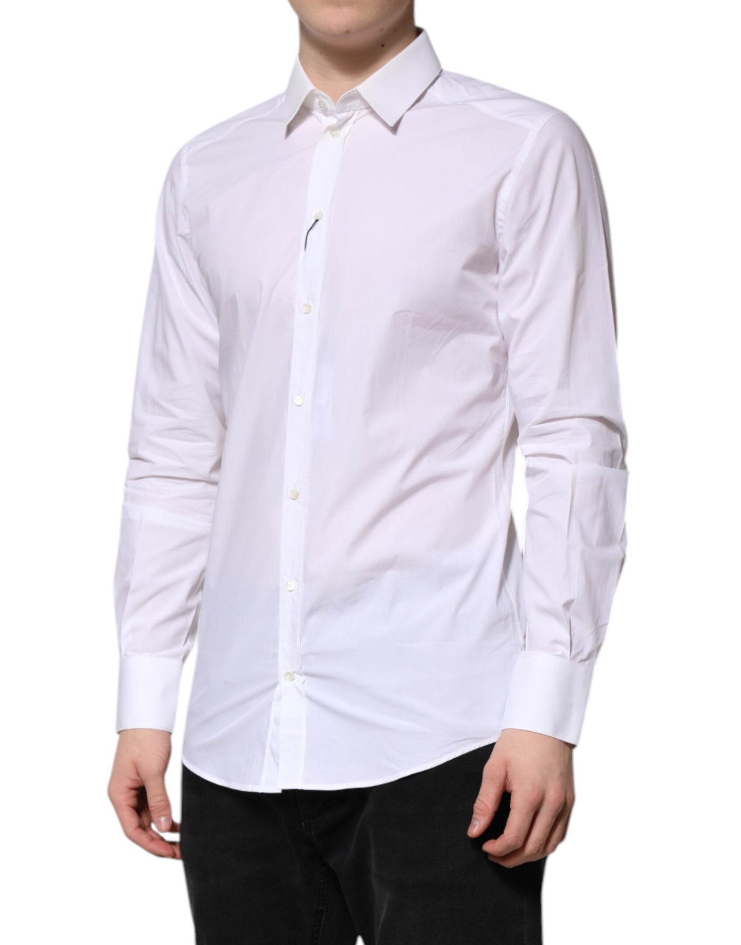 Dolce & Gabbana White Cotton GOLD Long Sleeves Formal Shirt by Dolce & Gabbana
