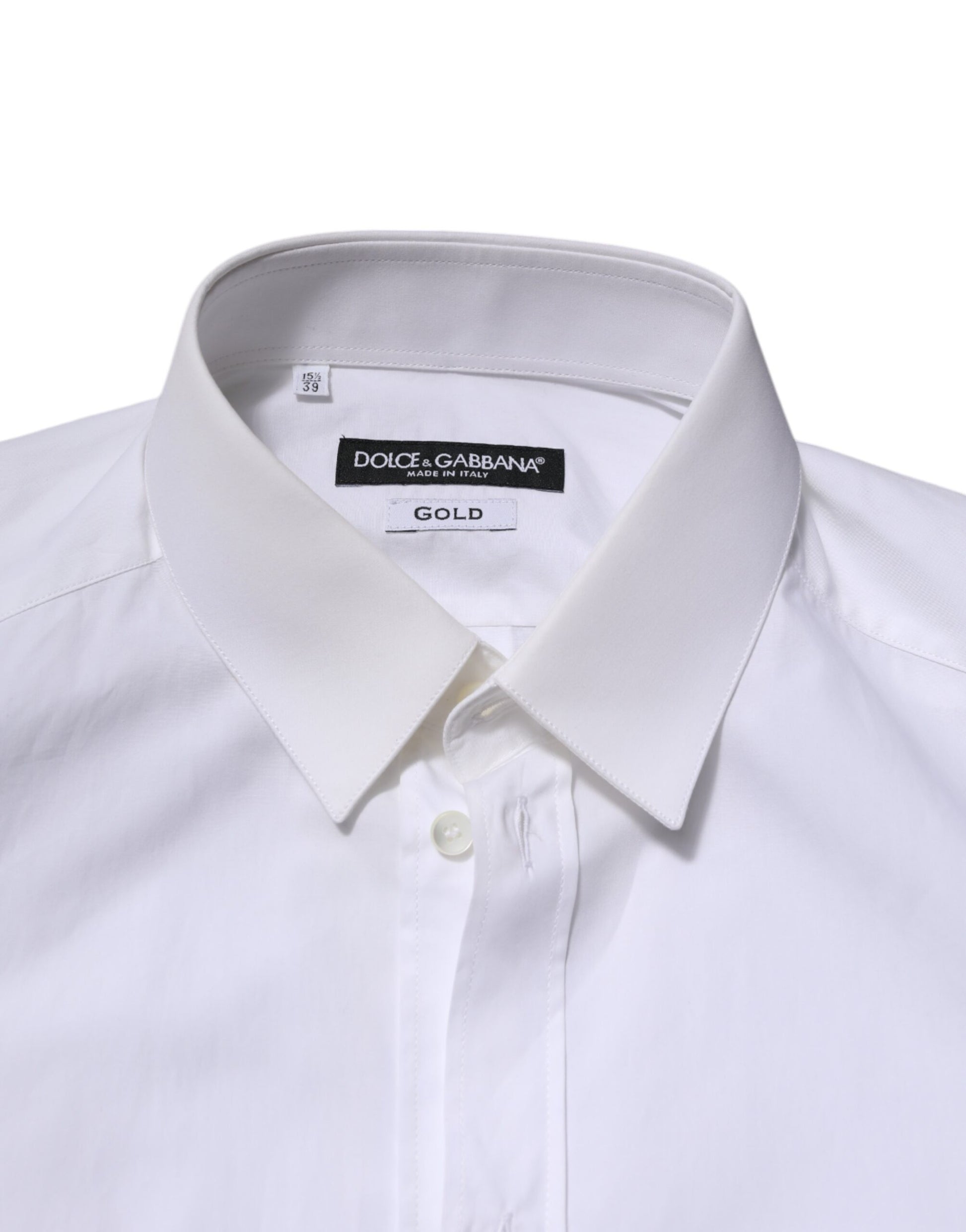 Dolce & Gabbana White Cotton GOLD Long Sleeves Formal Shirt by Dolce & Gabbana