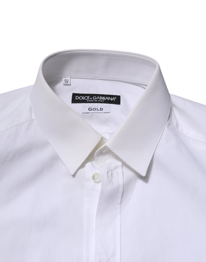 Dolce & Gabbana White Cotton GOLD Long Sleeves Formal Shirt by Dolce & Gabbana