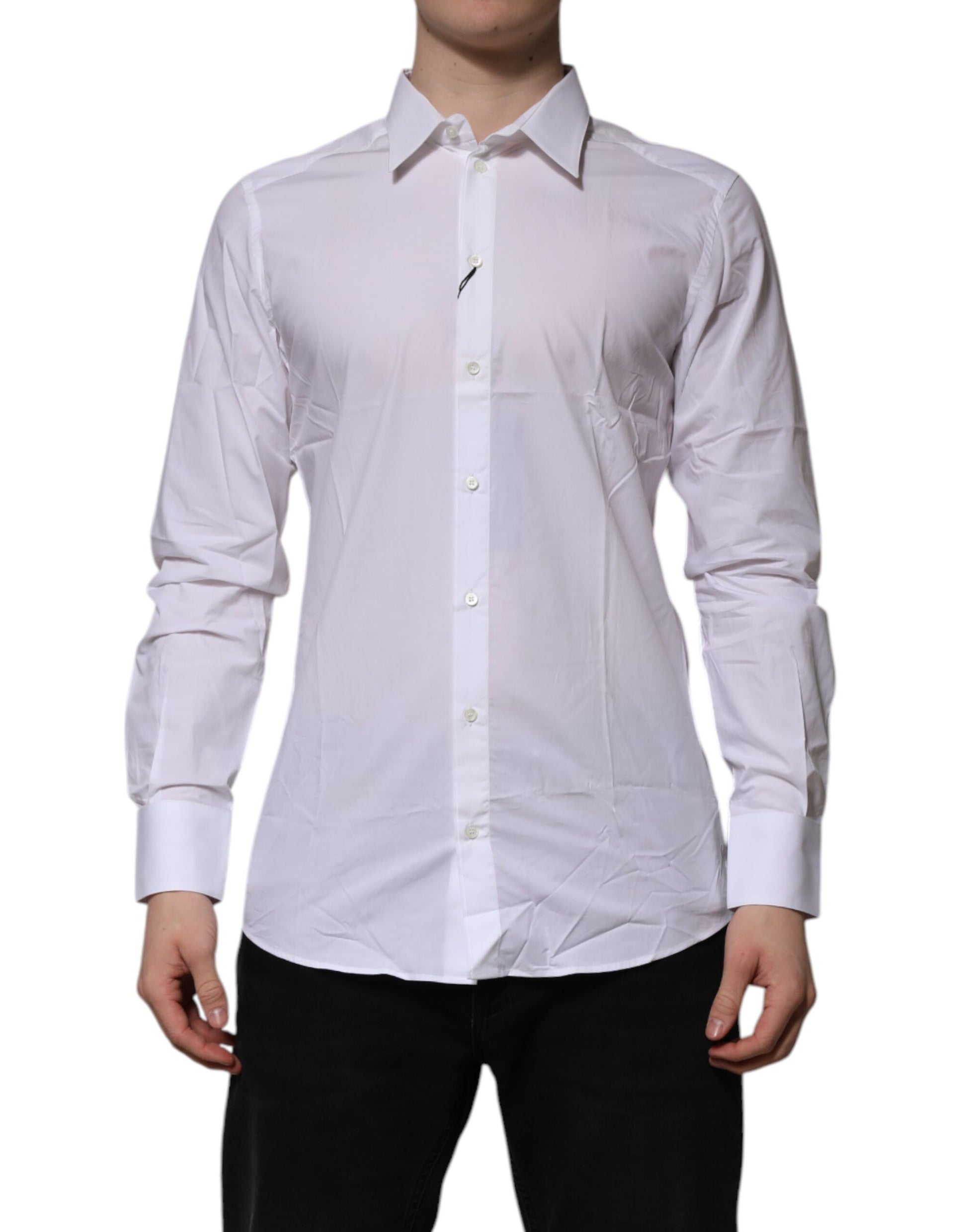 Dolce & Gabbana White Cotton GOLD Long Sleeves Formal Shirt by Dolce & Gabbana