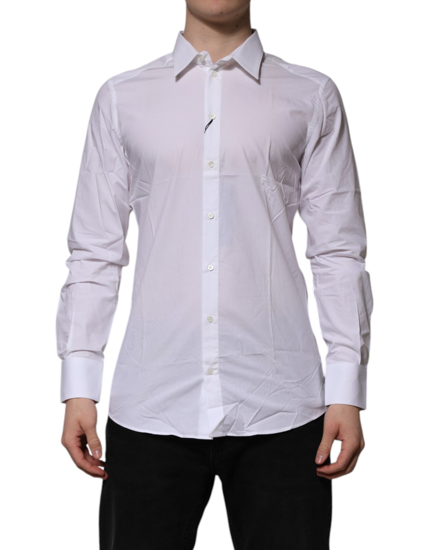Dolce & Gabbana White Cotton GOLD Long Sleeves Formal Shirt by Dolce & Gabbana