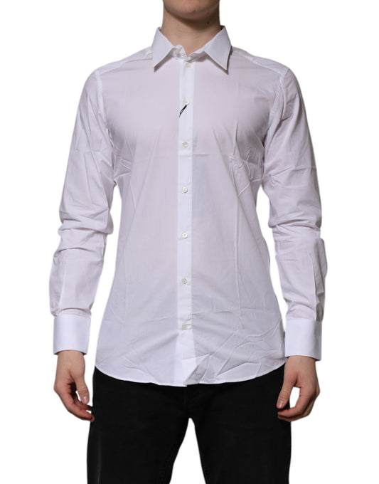 Dolce & Gabbana White Cotton GOLD Long Sleeves Formal Shirt by Dolce & Gabbana