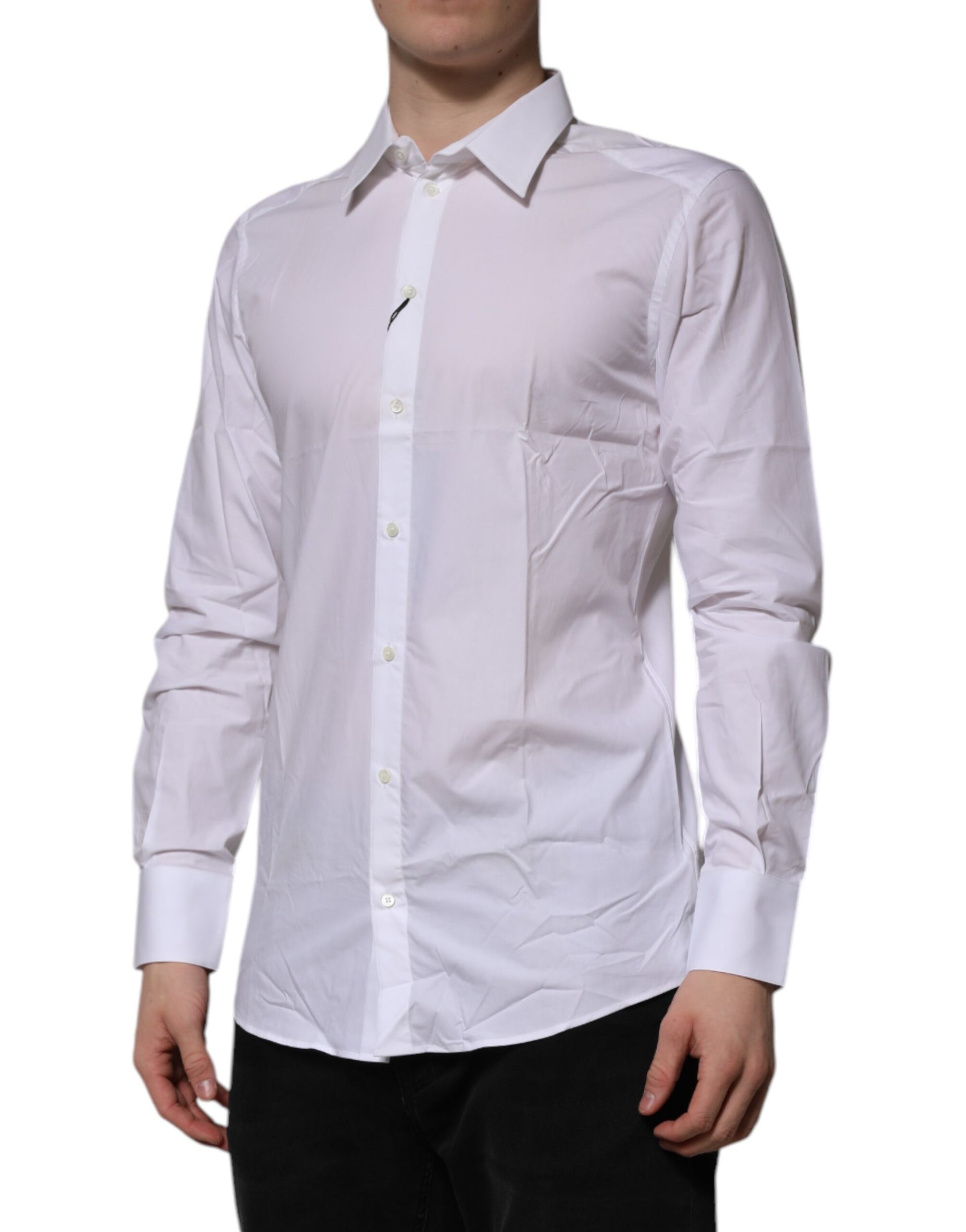Dolce & Gabbana White Cotton GOLD Long Sleeves Formal Shirt by Dolce & Gabbana