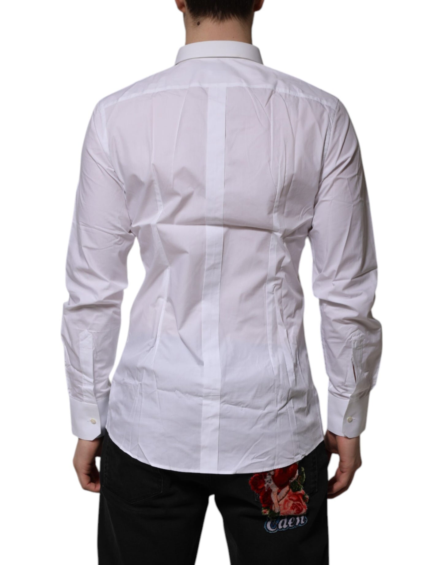 Dolce & Gabbana White Cotton GOLD Long Sleeves Formal Shirt by Dolce & Gabbana
