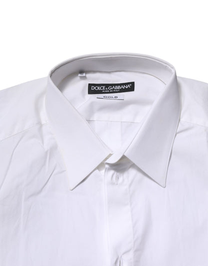 Dolce & Gabbana White Cotton GOLD Long Sleeves Formal Shirt by Dolce & Gabbana
