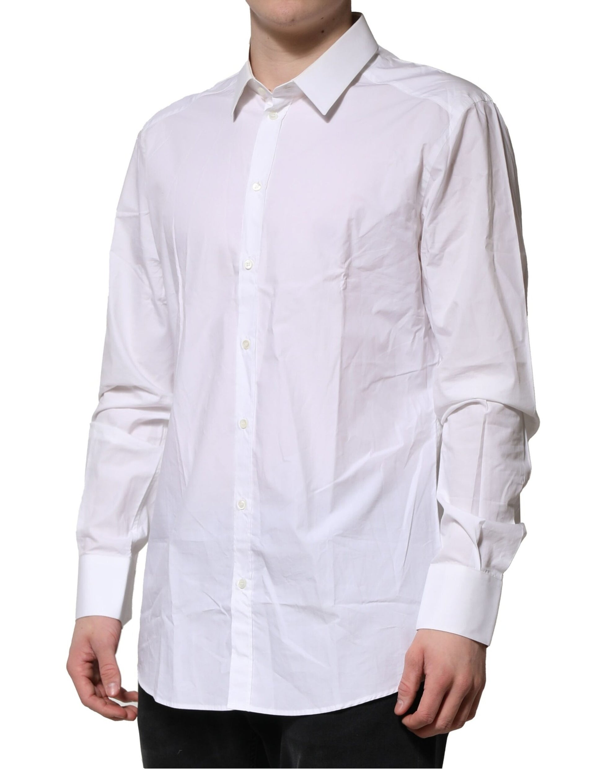 Dolce & Gabbana White Cotton GOLD Long Sleeves Formal Shirt by Dolce & Gabbana