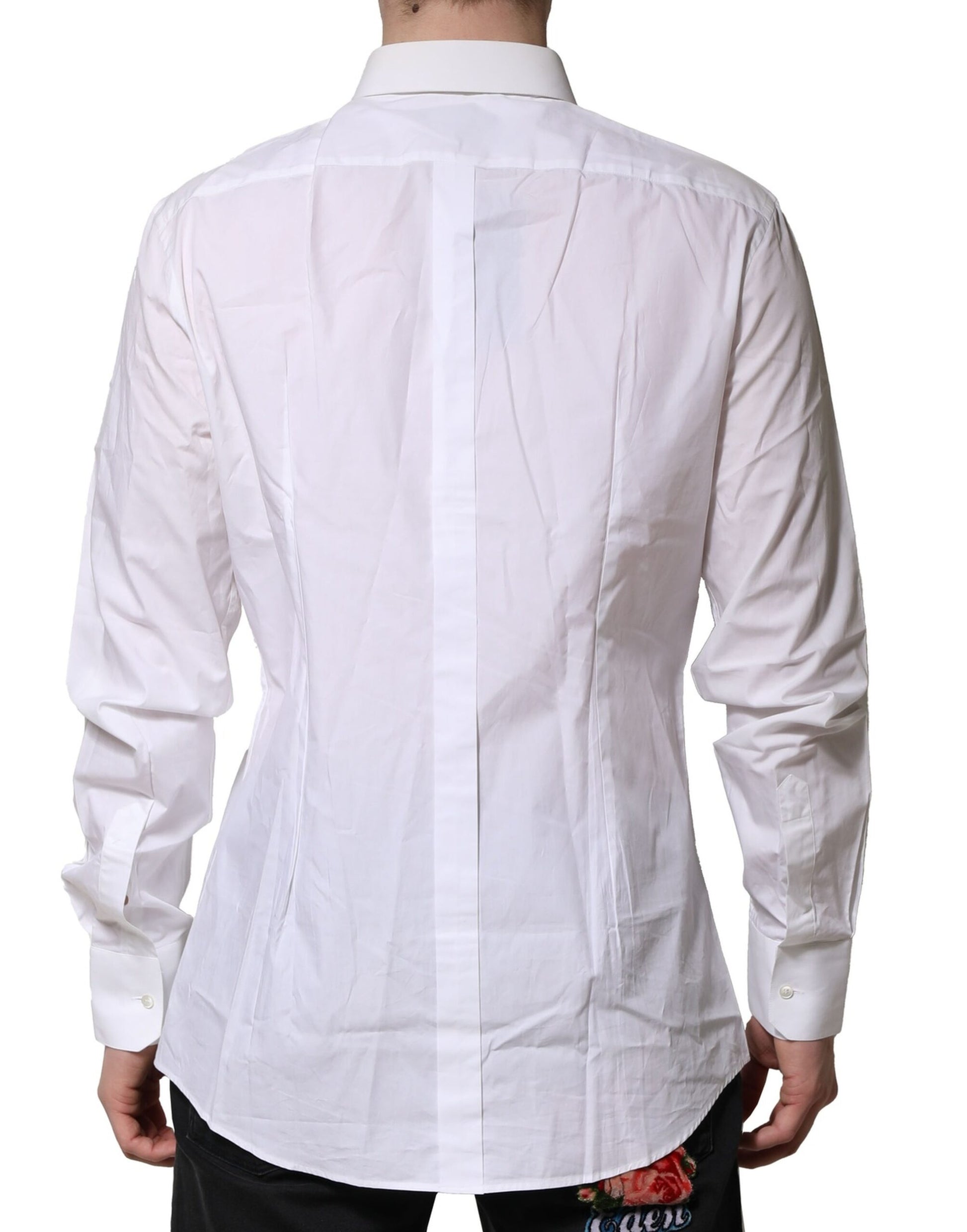Dolce & Gabbana White Cotton GOLD Long Sleeves Formal Shirt by Dolce & Gabbana