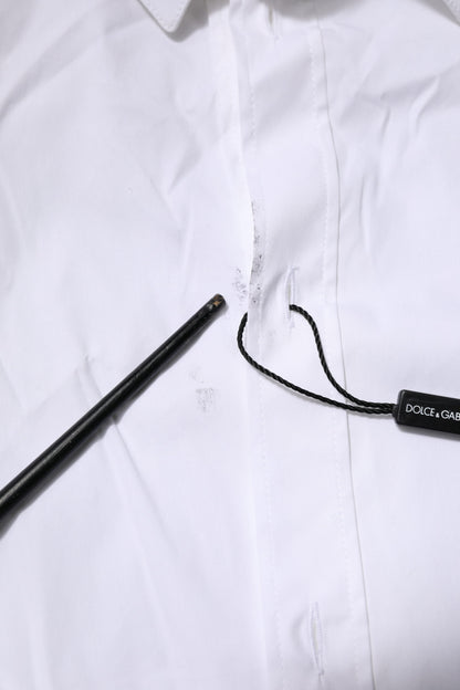 Dolce & Gabbana White Cotton GOLD Long Sleeves Formal Shirt by Dolce & Gabbana