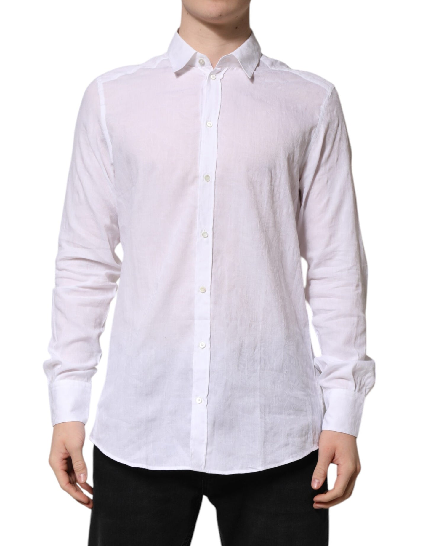 Dolce & Gabbana White Cotton Long Sleeves Collared Formal Shirt by Dolce & Gabbana