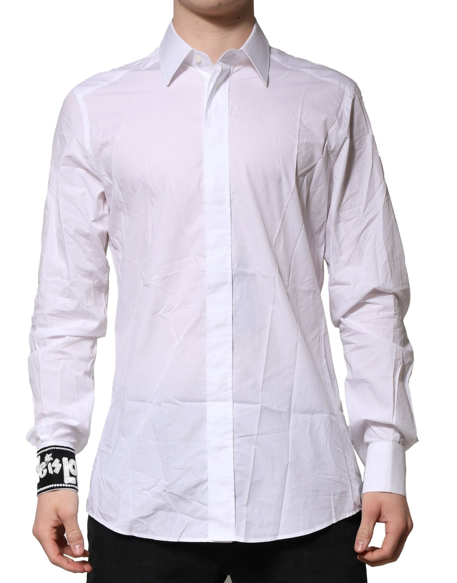 Dolce & Gabbana White Cotton GOLD Long Sleeves Formal Shirt by Dolce & Gabbana