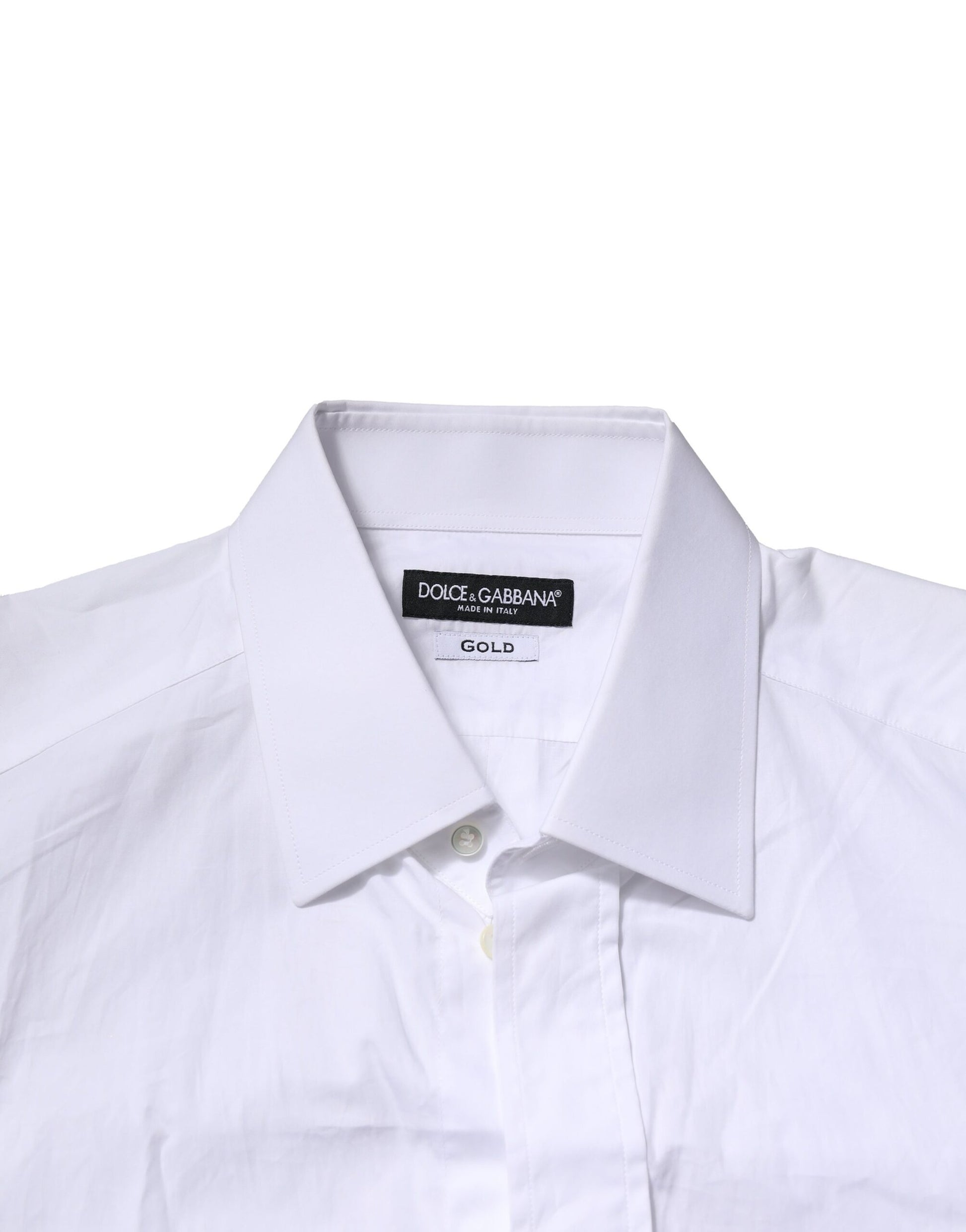 Dolce & Gabbana White Cotton GOLD Long Sleeves Formal Shirt by Dolce & Gabbana