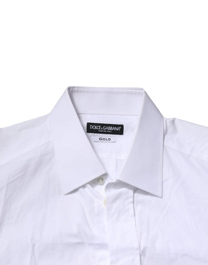 Dolce & Gabbana White Cotton GOLD Long Sleeves Formal Shirt by Dolce & Gabbana