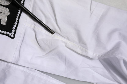Dolce & Gabbana White Cotton GOLD Long Sleeves Formal Shirt by Dolce & Gabbana