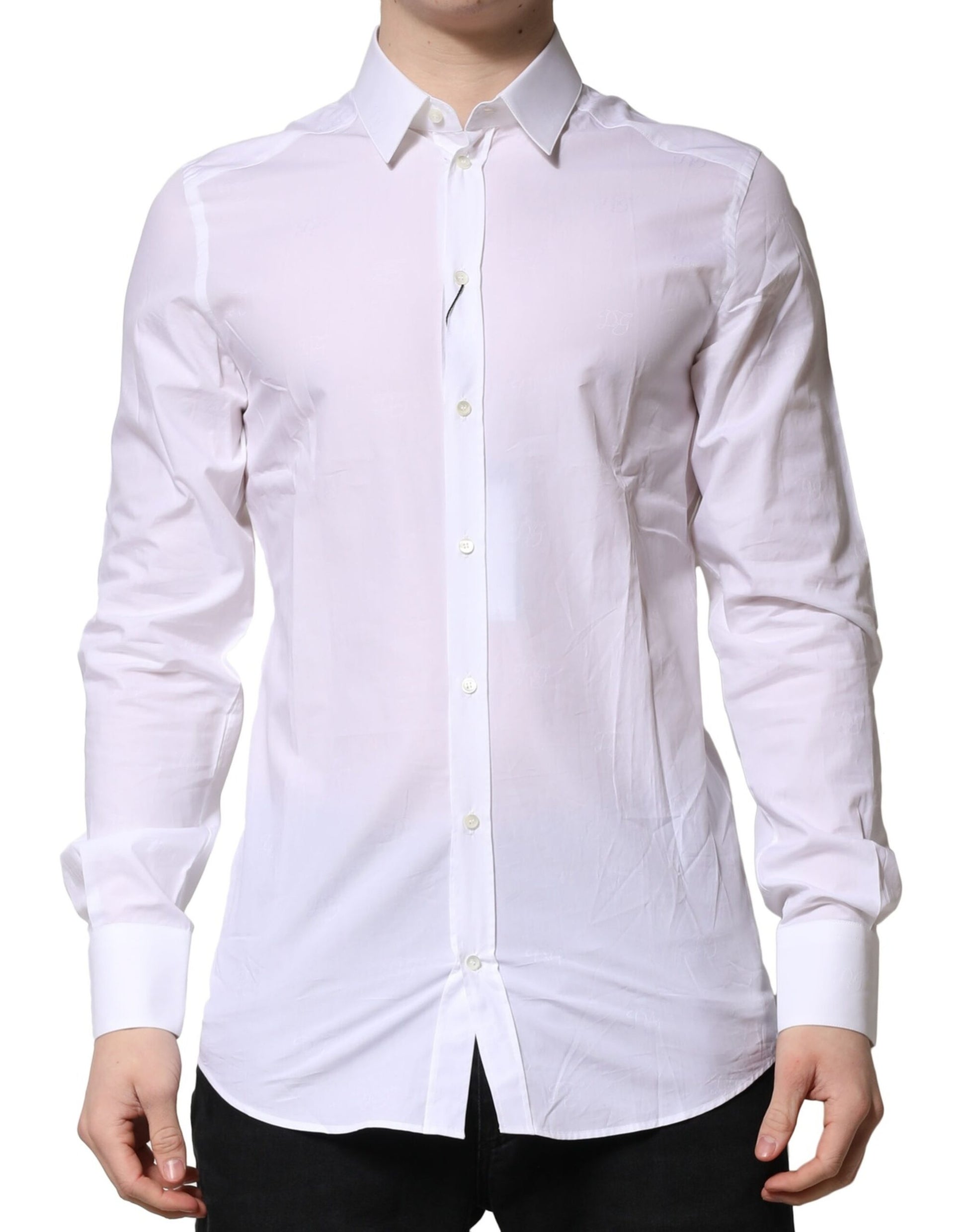 Dolce & Gabbana White Cotton GOLD Long Sleeves Formal Shirt by Dolce & Gabbana