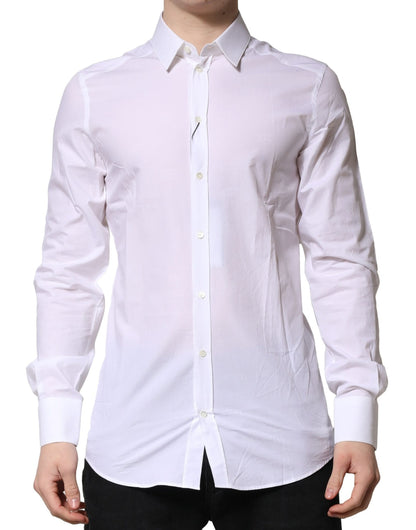 Dolce & Gabbana White Cotton GOLD Long Sleeves Formal Shirt by Dolce & Gabbana