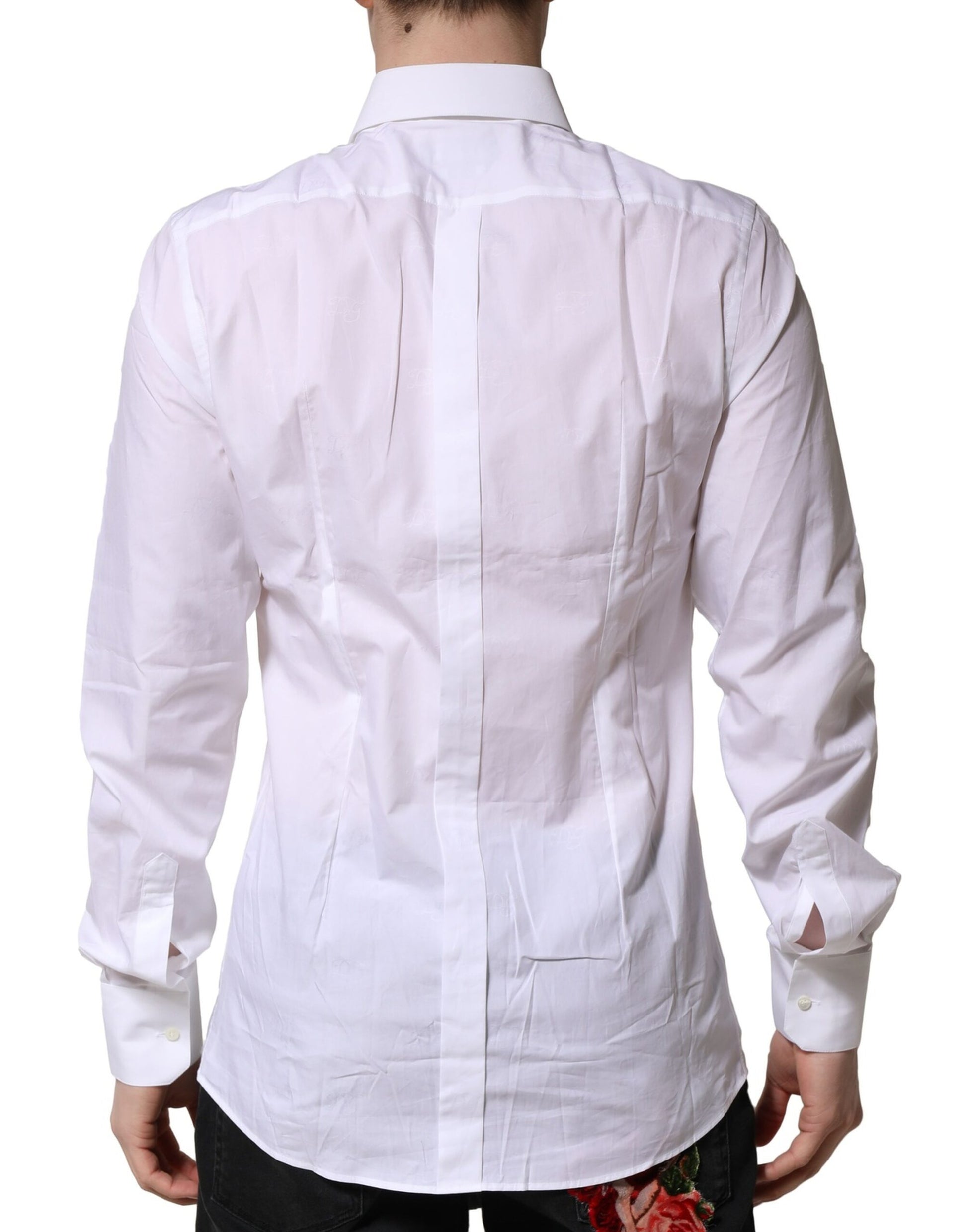 Dolce & Gabbana White Cotton GOLD Long Sleeves Formal Shirt by Dolce & Gabbana
