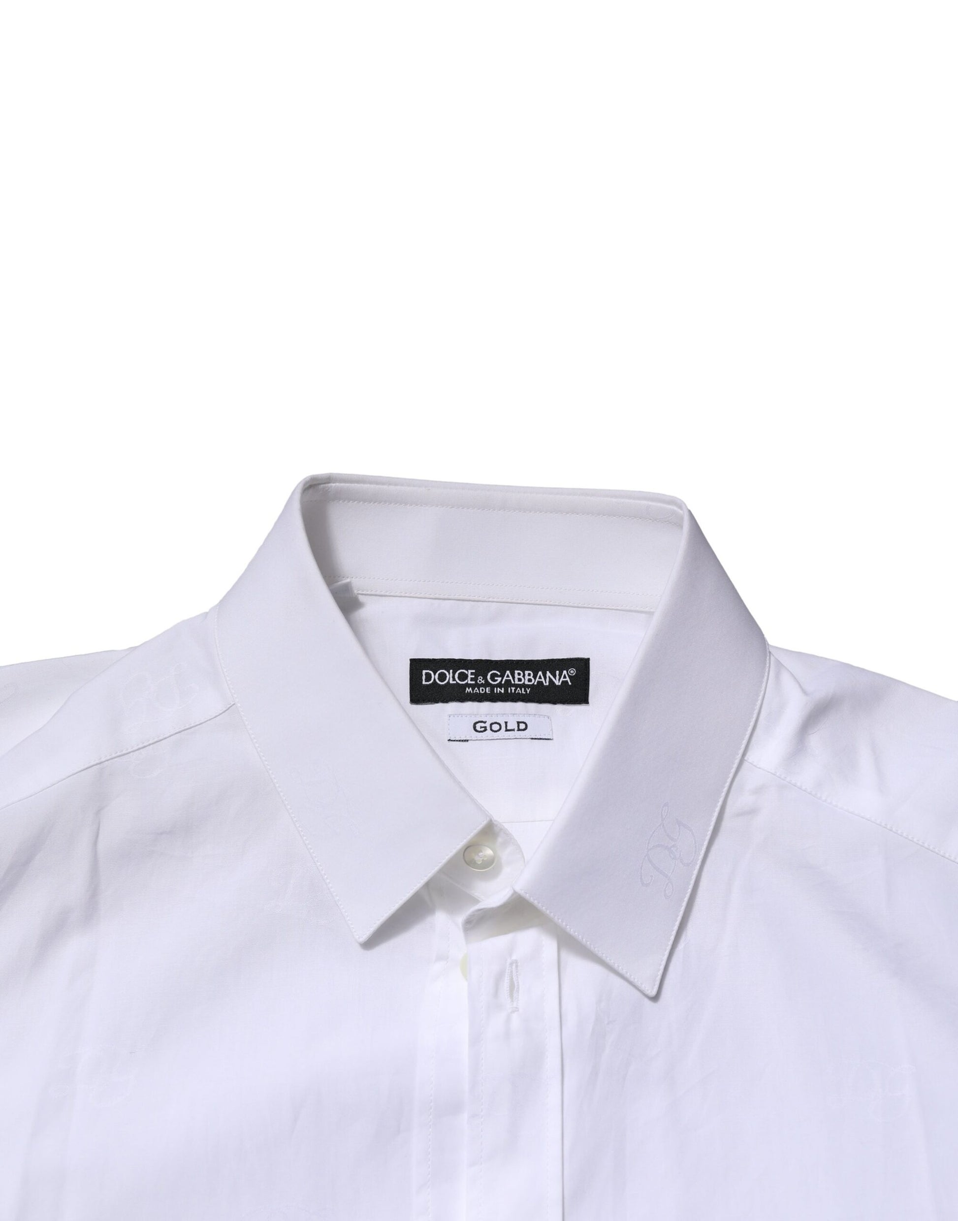 Dolce & Gabbana White Cotton GOLD Long Sleeves Formal Shirt by Dolce & Gabbana