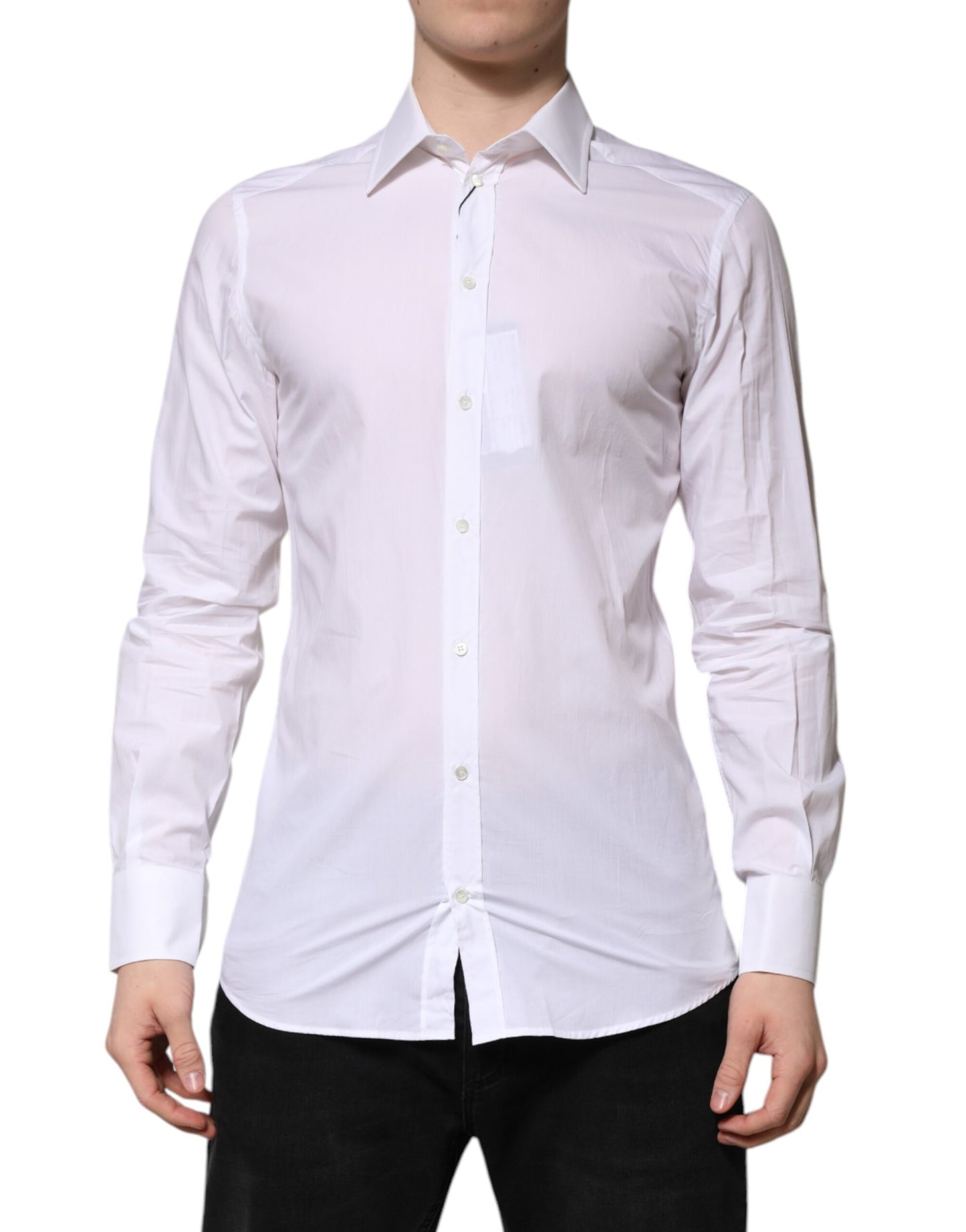 Dolce & Gabbana White GOLD Long Sleeves Dress Men Formal Shirt by Dolce & Gabbana
