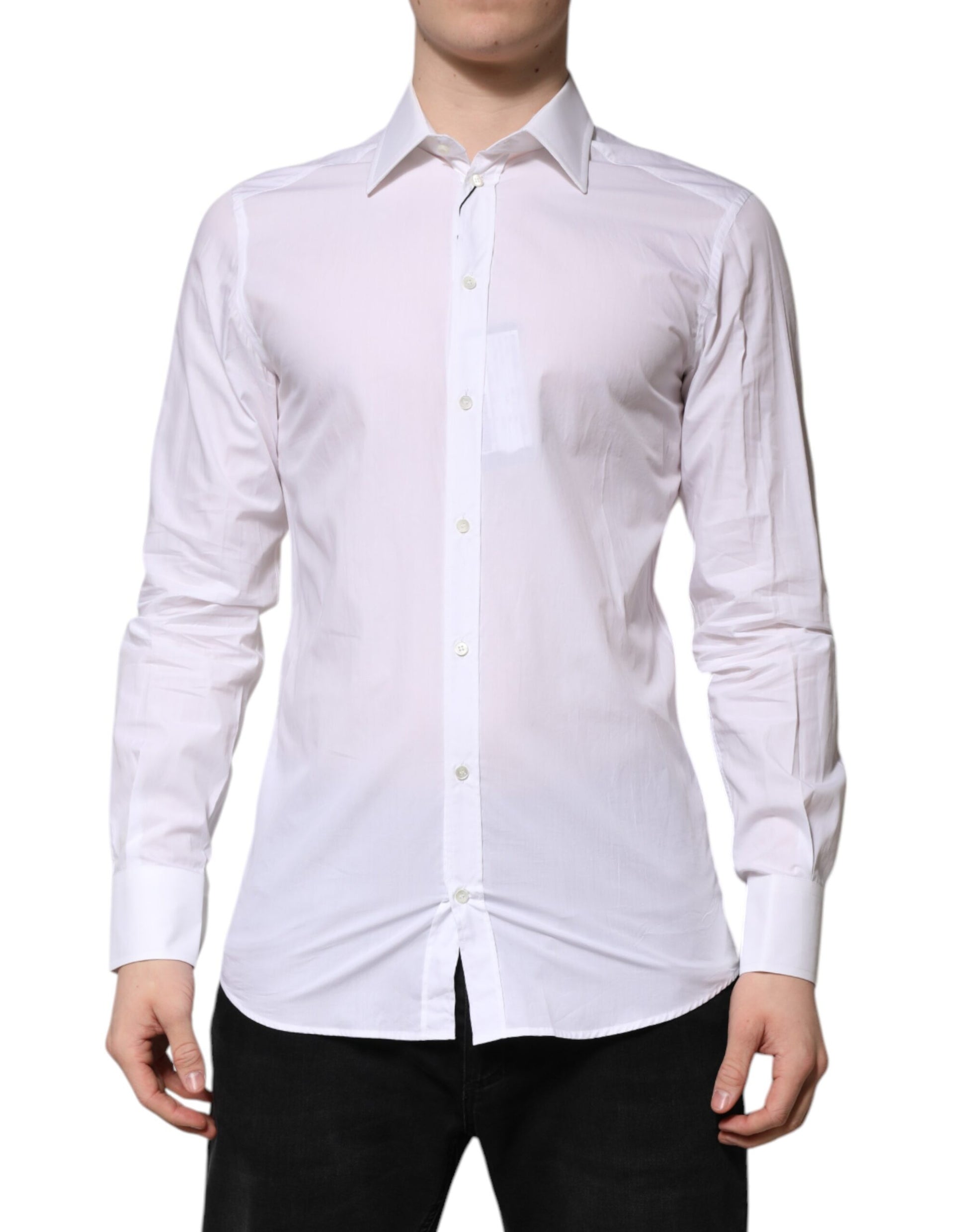 Dolce & Gabbana White GOLD Long Sleeves Dress Men Formal Shirt by Dolce & Gabbana