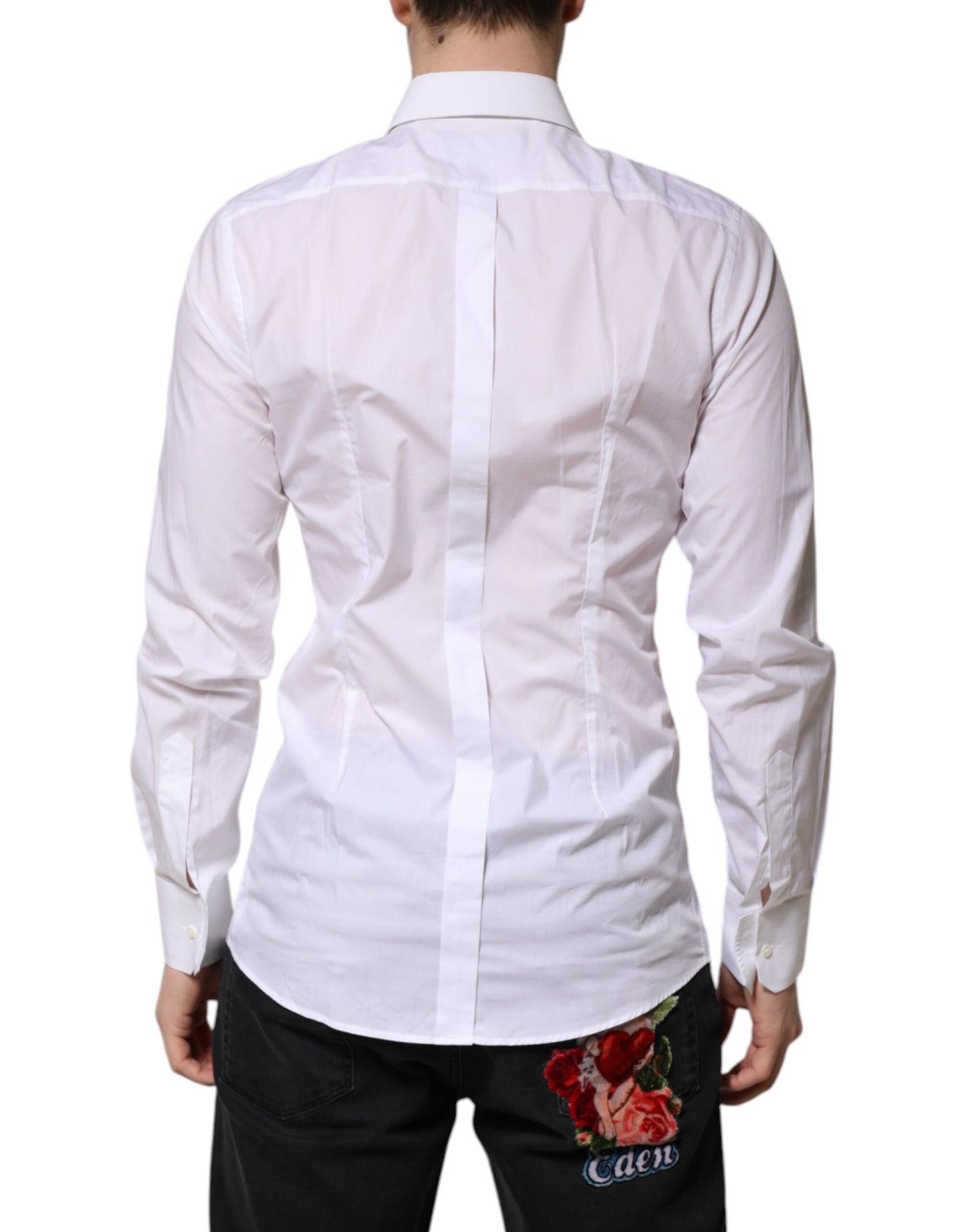 Dolce & Gabbana White GOLD Long Sleeves Dress Men Formal Shirt by Dolce & Gabbana