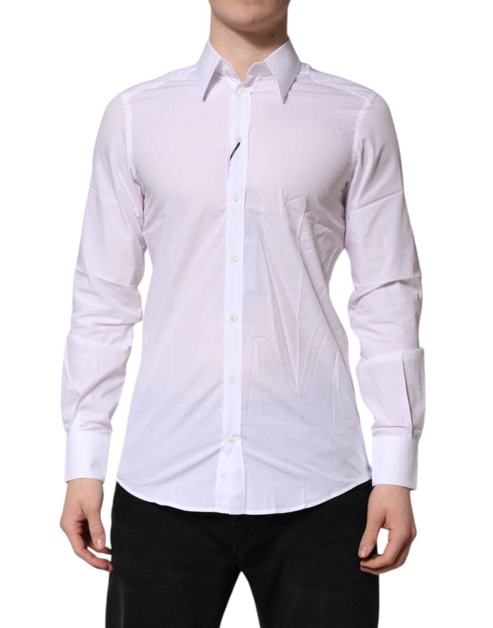 Dolce & Gabbana White MARTINI Long Sleeves Dress Formal Shirt by Dolce & Gabbana