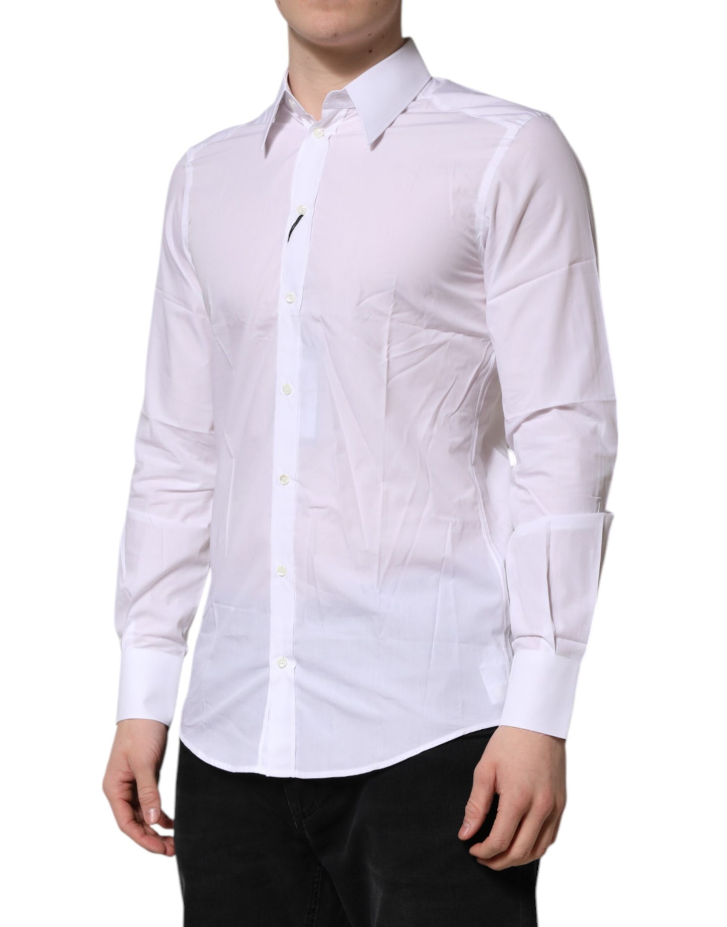 Dolce & Gabbana White MARTINI Long Sleeves Dress Formal Shirt by Dolce & Gabbana