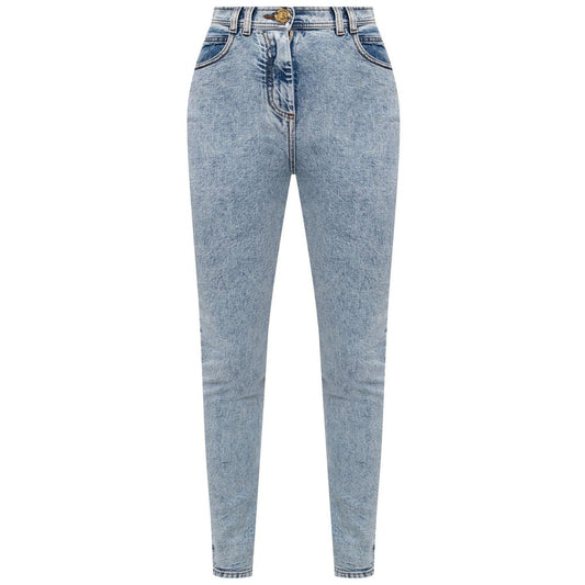 Balmain Blue Cotton Women's High-Waisted Jean by Balmain