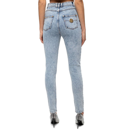 Balmain Blue Cotton Women's High-Waisted Jean by Balmain