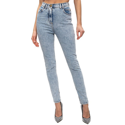 Balmain Blue Cotton Women's High-Waisted Jean by Balmain