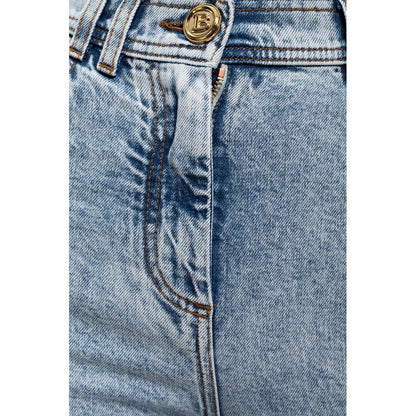 Balmain Blue Cotton Women's High-Waisted Jean by Balmain