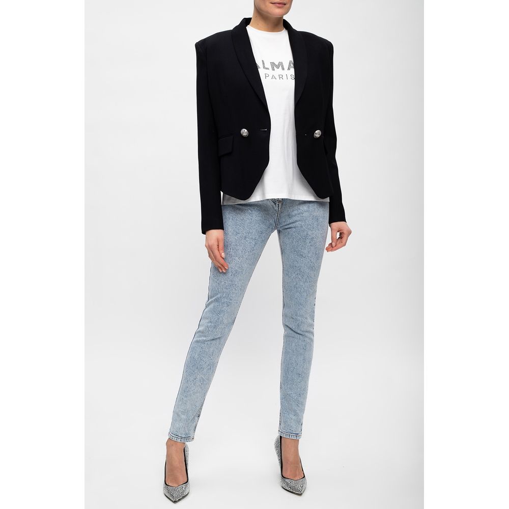 Balmain Blue Cotton Women's High-Waisted Jean by Balmain