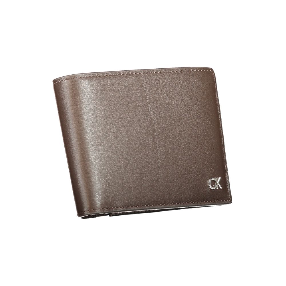 Portefeuille en cuir marron Calvin Klein