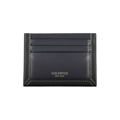 Porte-cartes Tommy Hilfiger en cuir bleu élégant avec détails contrastés