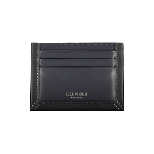 Porte-cartes Tommy Hilfiger en cuir bleu élégant avec détails contrastés