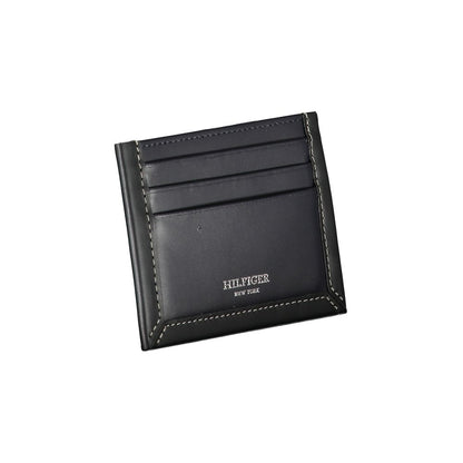 Porte-cartes Tommy Hilfiger en cuir bleu élégant avec détails contrastés
