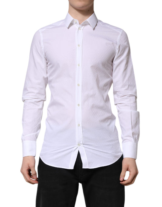 Dolce & Gabbana White GOLD Long Sleeve Dress Men Formal Shirt by Dolce & Gabbana