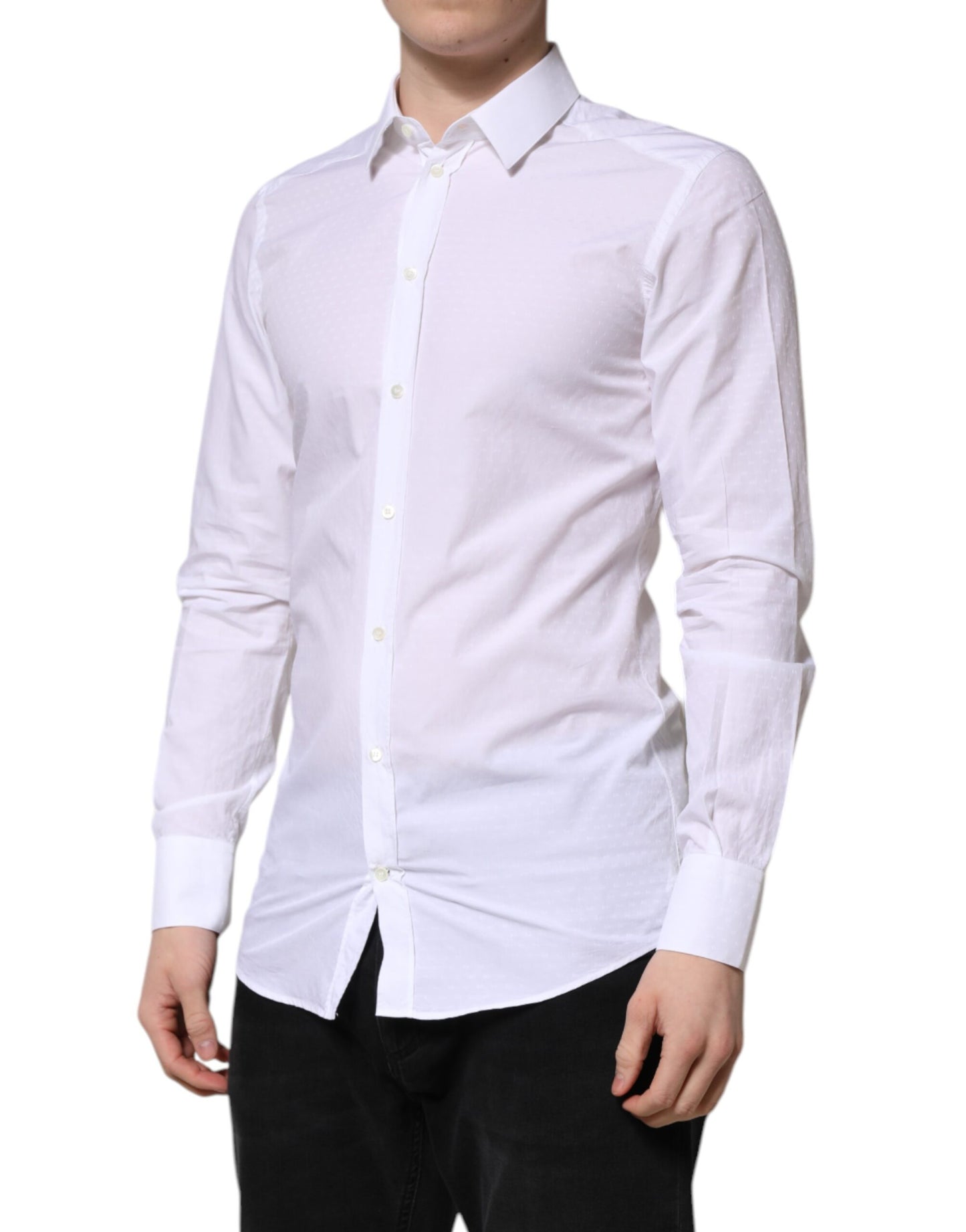 Dolce & Gabbana White GOLD Long Sleeve Dress Men Formal Shirt by Dolce & Gabbana