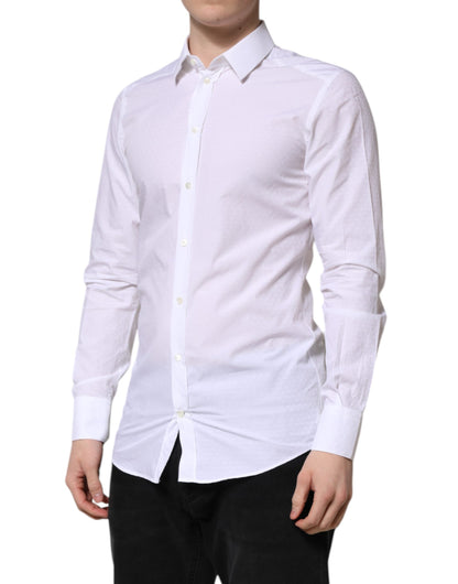 Dolce & Gabbana White GOLD Long Sleeve Dress Men Formal Shirt by Dolce & Gabbana