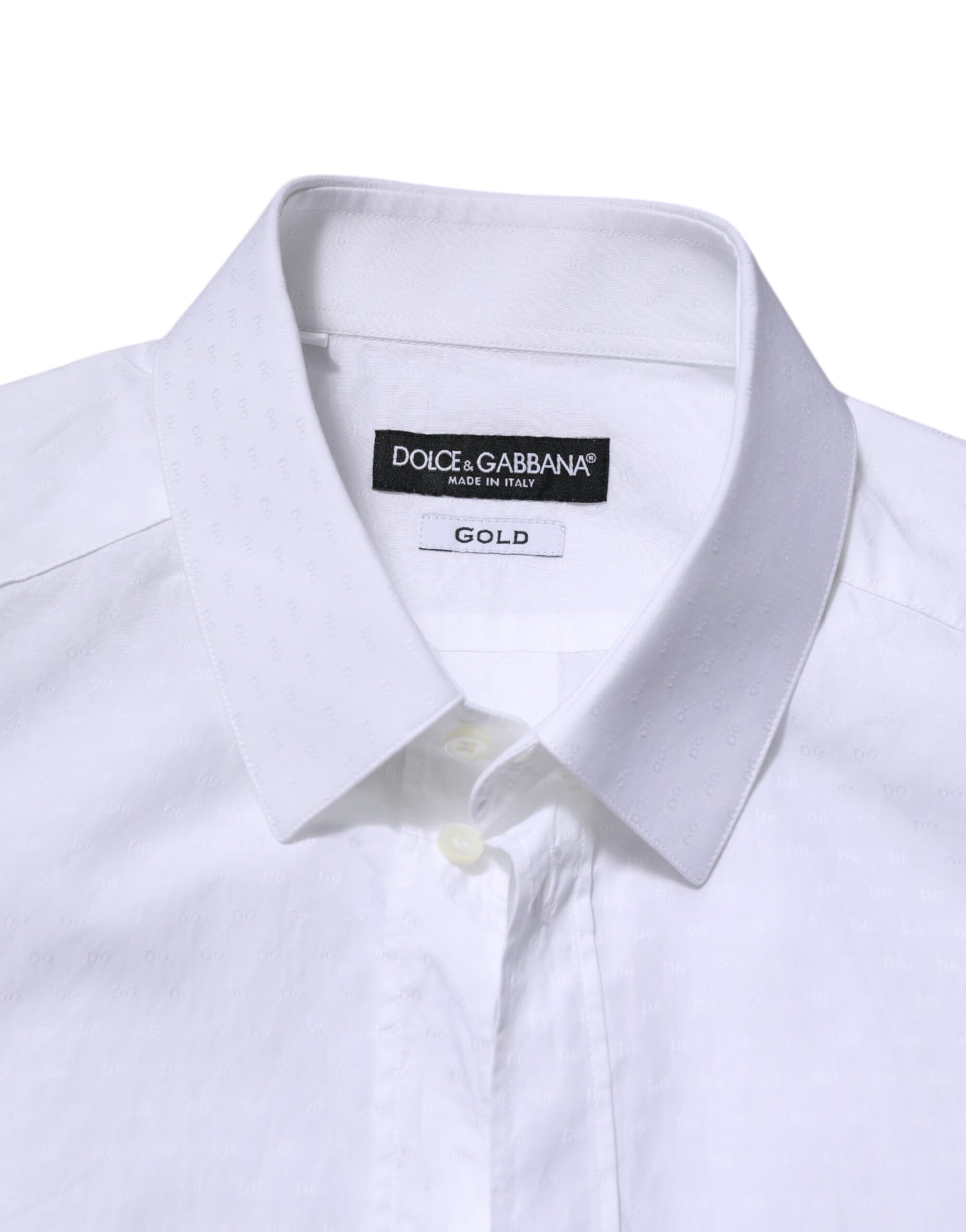 Dolce & Gabbana White GOLD Long Sleeve Dress Men Formal Shirt by Dolce & Gabbana