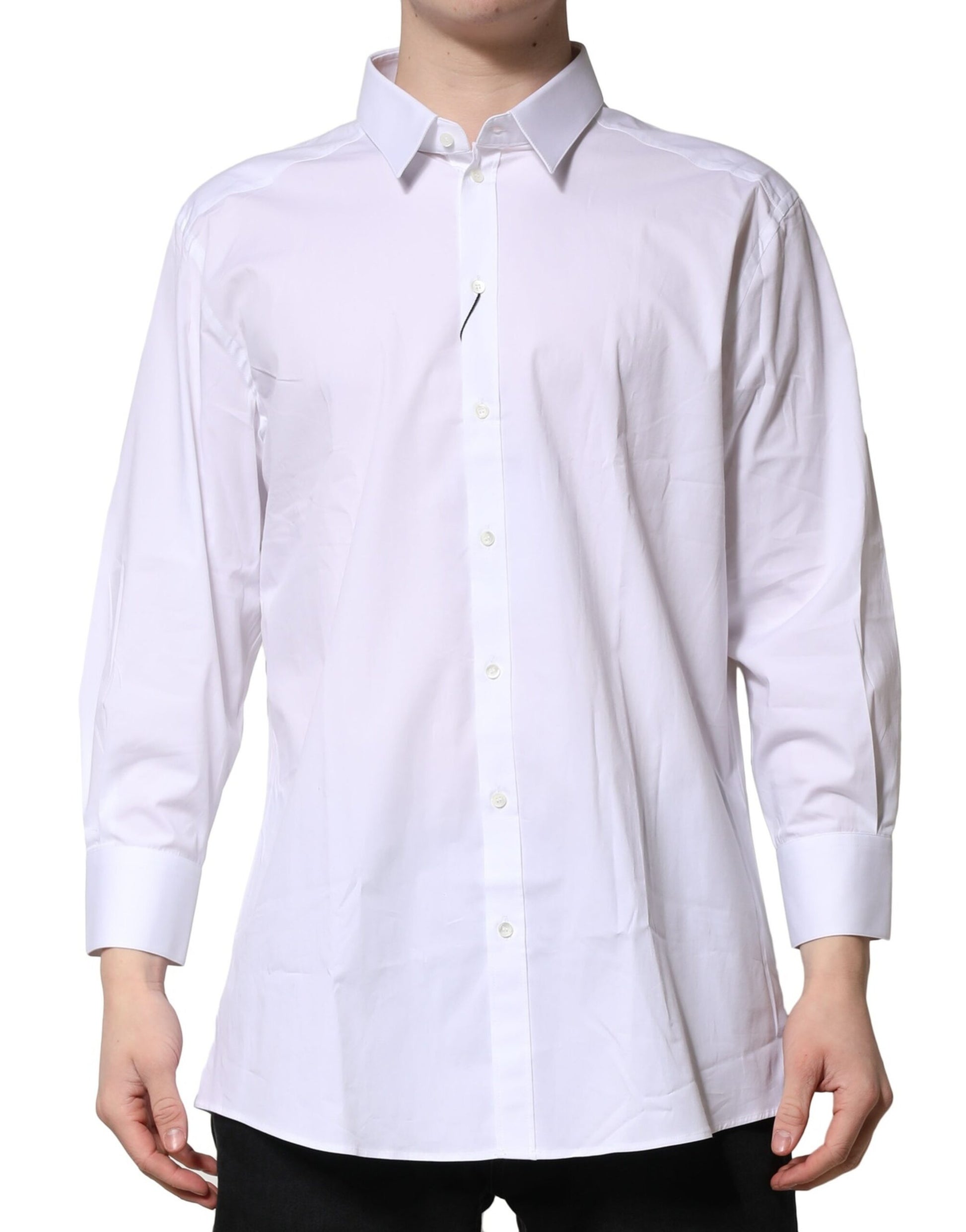 Dolce & Gabbana White GOLD Long Sleeve Dress Men Formal Shirt by Dolce & Gabbana