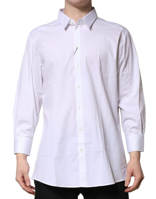 Dolce & Gabbana White GOLD Long Sleeve Dress Men Formal Shirt by Dolce & Gabbana