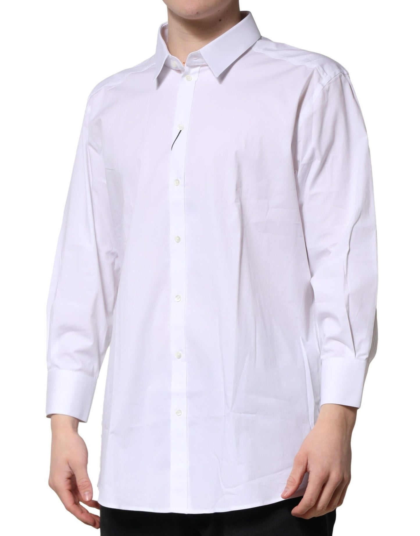 Dolce & Gabbana White GOLD Long Sleeve Dress Men Formal Shirt by Dolce & Gabbana